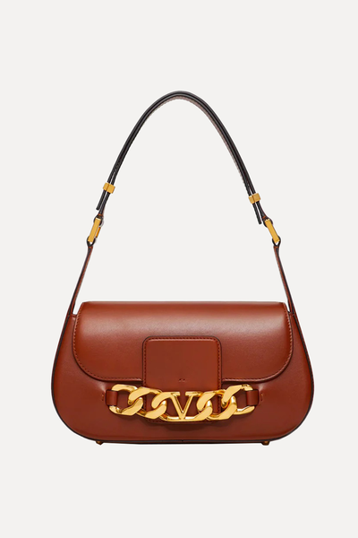 Medium V-Logo Chain Leather Shoulder Bag   from Valentino