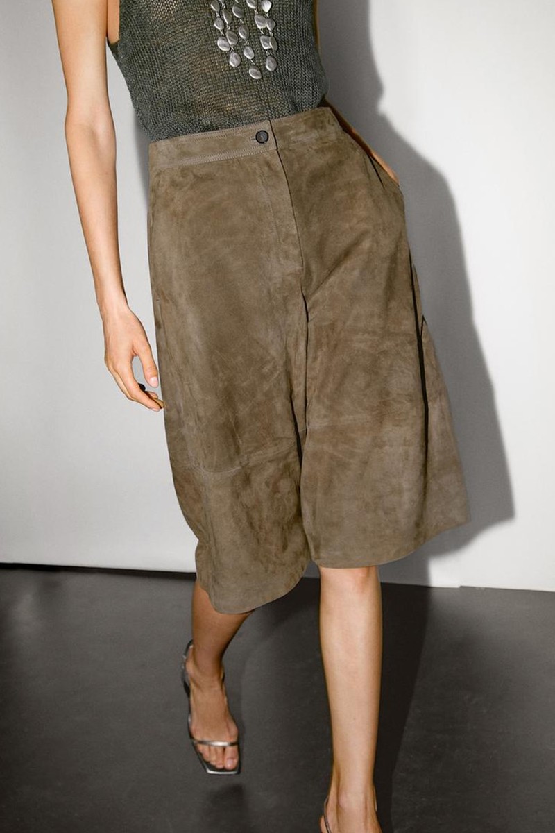 Long Suede Leather Bermuda Shorts from MASSIMO DUTTI