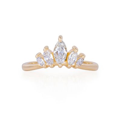Solid Gold Crown of Hope Marquise Polished Band Ring