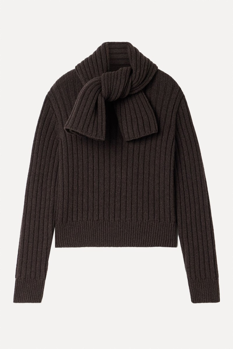 The Ryan Scarf-Detailed Ribbed Recycled-Cashmere Sweater from BRANDON MAXWELL