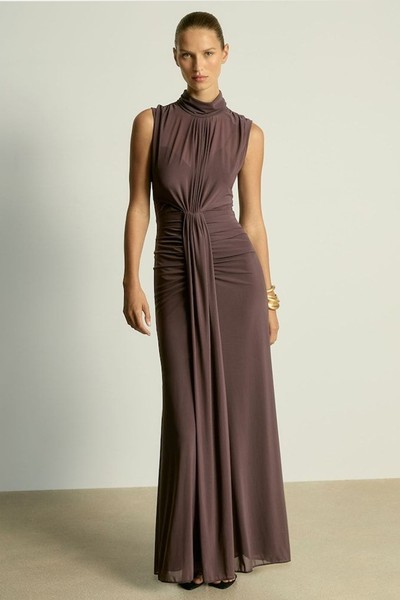 Sheer Ruched Maxi Dress