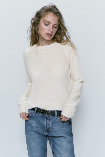 100% Cashmere Crew Neck Sweater, £149 | Massimo Dutti