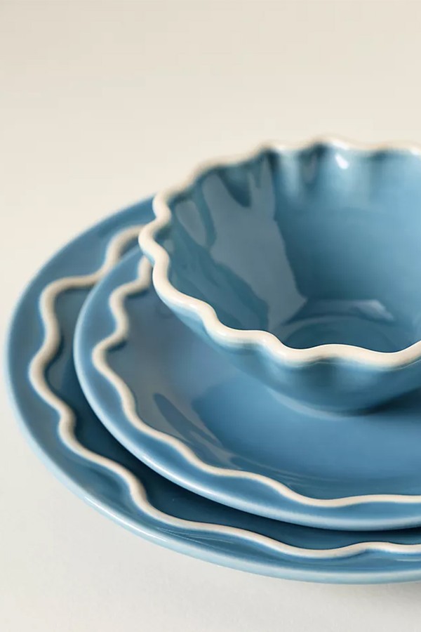 Set Of 4 Lucie Portuguese Stoneware Dessert Plates