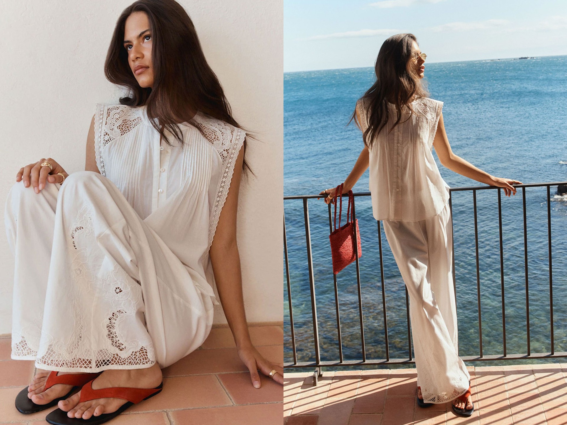 Broderie Wide Leg Pull On Trousers from BHOEM