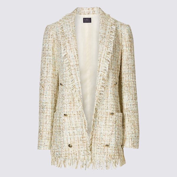 Textured Longline Fringe Blazer 