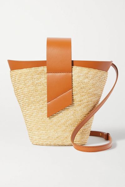 Amphora Leather-Trimmed Straw Tote from Carolina Santo Domingo