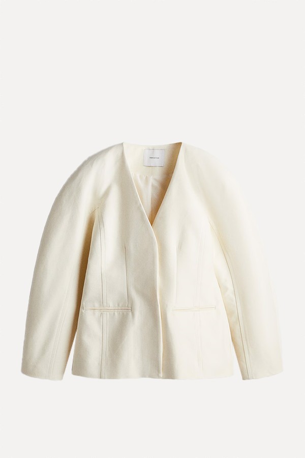 Collarless Twill Blazer from H&M