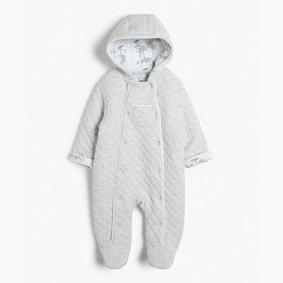 Baby GOTS Organic Cotton Elephant Hooded Pramsuit from John Lewis & Partners