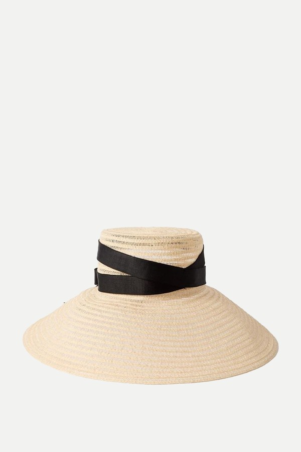 Mirabel Grosgrain-Trimmed Straw Sunhat from Eugenia Kim 