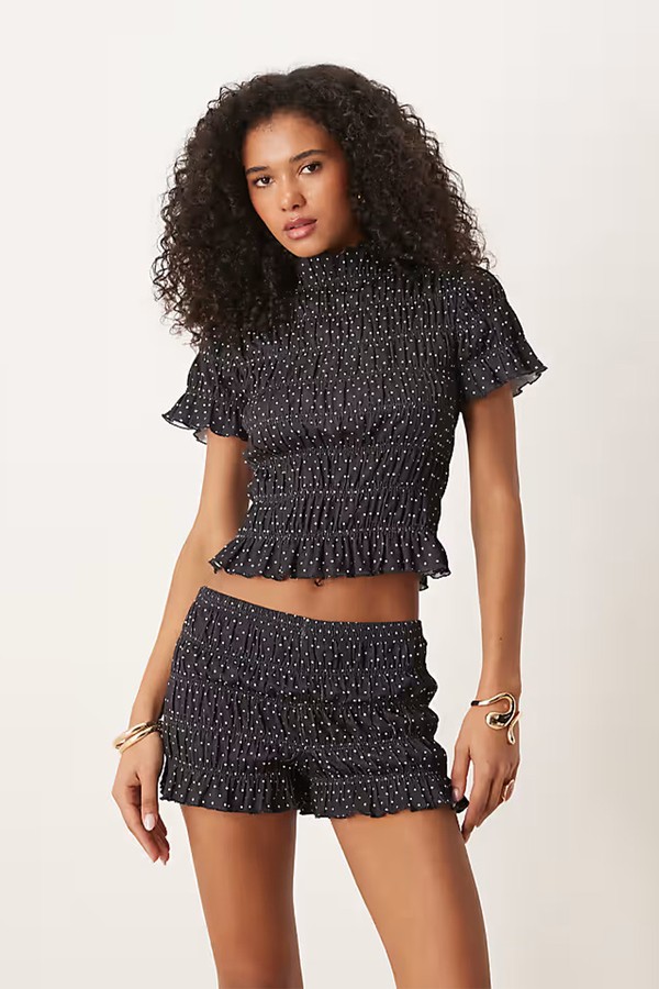 Textured Shirred Spot Print Tee from ASOS DESIGN