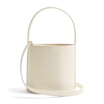 Bissett Crocodile-Effect Leather Bucket Bag