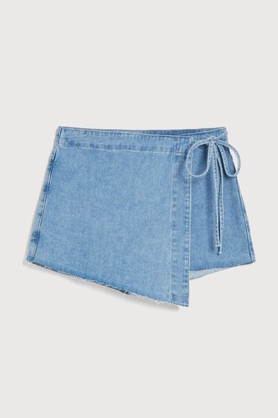 Denim Skort With Side Knot from Bershka