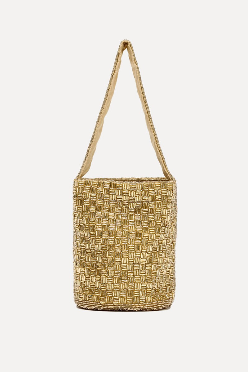 Sequinned Mini Bucket Bag