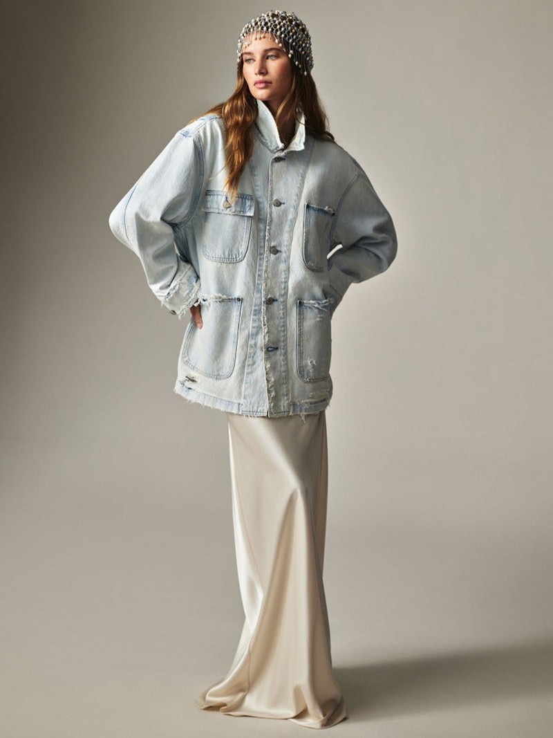 Distressed Denim Utility Jacket