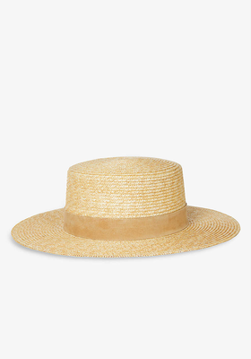 Spencer Suede-Trimmed Straw Boater Hat from Lack Of Color