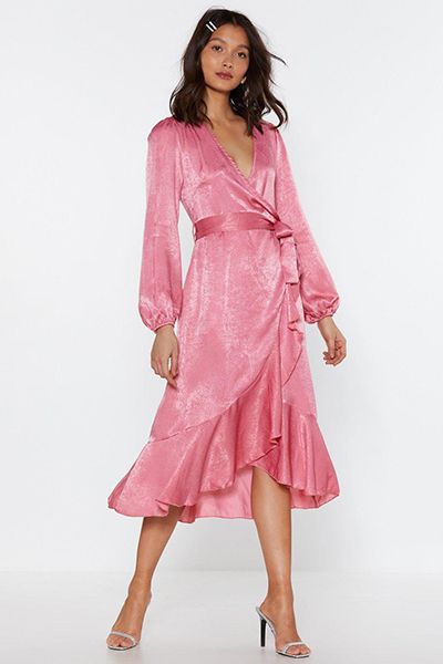 Satin Frill Midi Dress from Nasty Gal