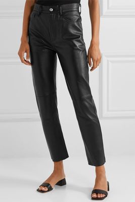 '50s Cigarette Cropped Straight-Leg Leather Pants from Re/Done