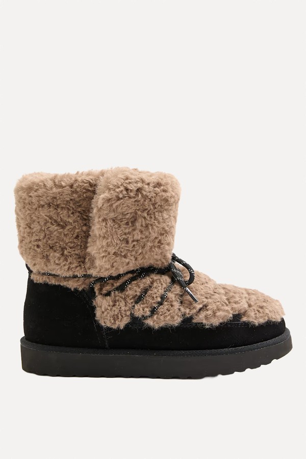 Borg Chunky Lace Up Winter Boots from Marks & Spencer