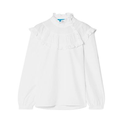 Emmanuelle Ruffled Swiss-Dot Cotton-Blend Blouse from M.I.H Jeans