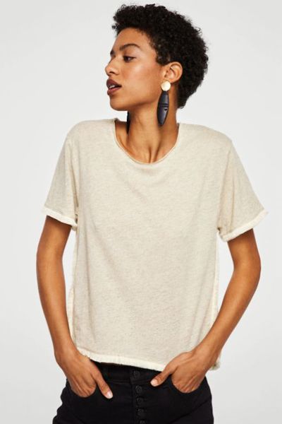 Trim Linen-Blend T-Shirt from Mango