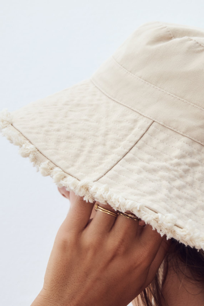 Frayed Bucket Hat With Drawstring from Zara