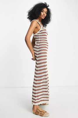 Crochet Stripe Midi Dress from Mango