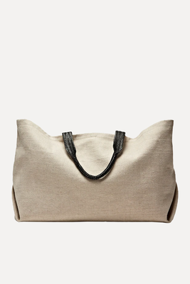 Maxi Tote Bag With Braided Leather Strap from Massimo Dutti