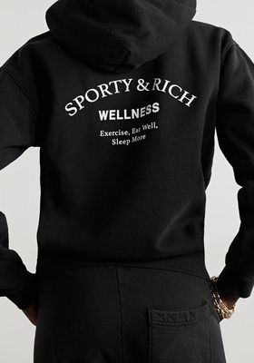 Wellness Studio Printed Cotton-Jersey Hoodie from Sporty & Rich