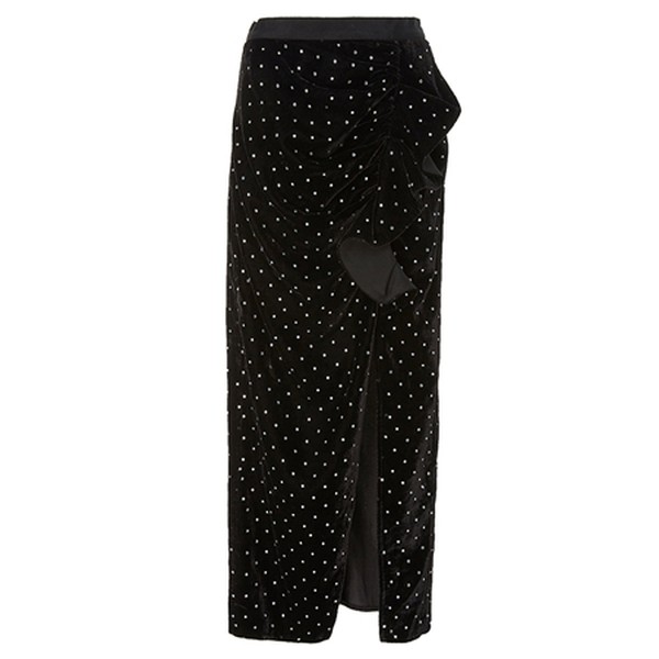 Crystal-Embellished Velvet Midi Skirt from Self Portrait
