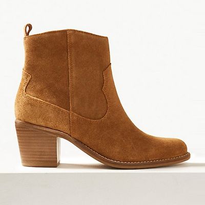 Suede Western Ankle Boots