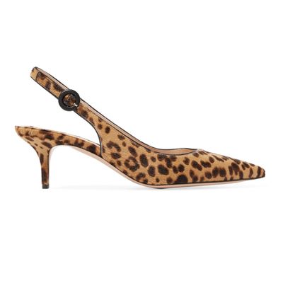 Anna 55 Leopard-Print Calf Hair Slingback Pumps from Gianvito Rossi