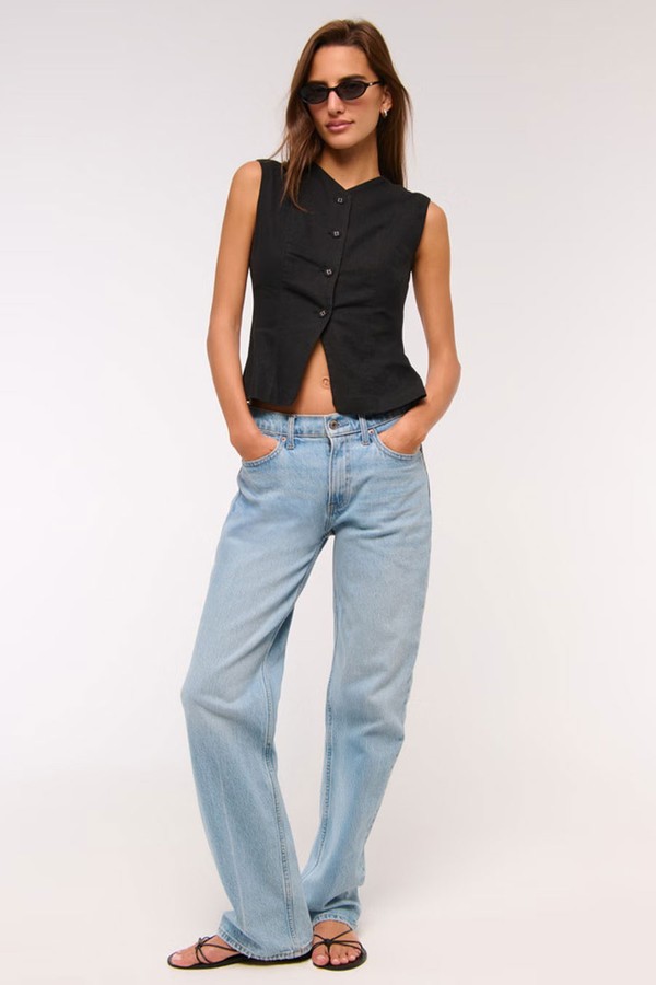  Linen-Blend Button-Through Vest from Abercrombie & Fitch