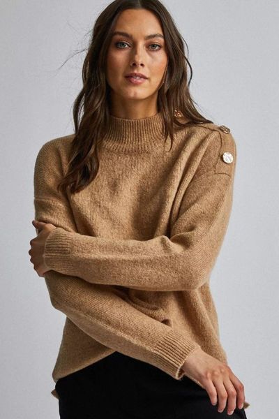 Camel Button Shoulder Jumper