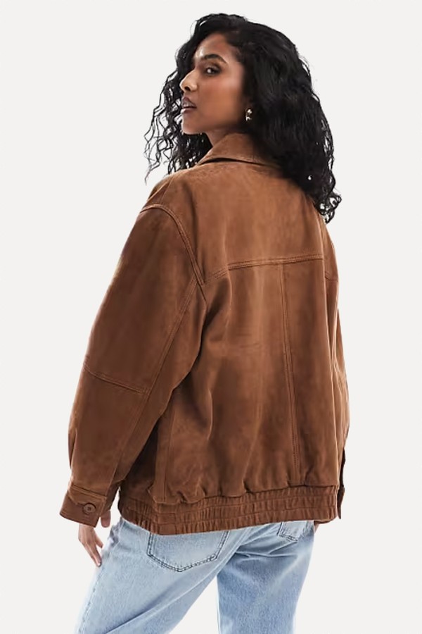 Real Suede Oversized Bomber from Asos Design