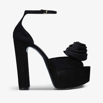 Jodie Flower Top Suede Platform Heels from Saint Laurent