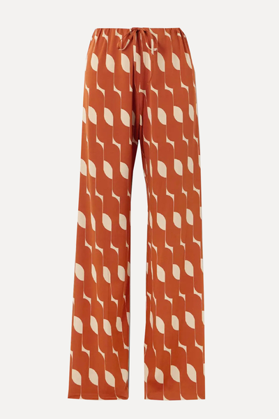 Printed Silk-Blend Straight-Leg Pants from Dries Van Noten