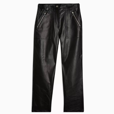 Faux Leather Straight Leg Trousers from Topshop