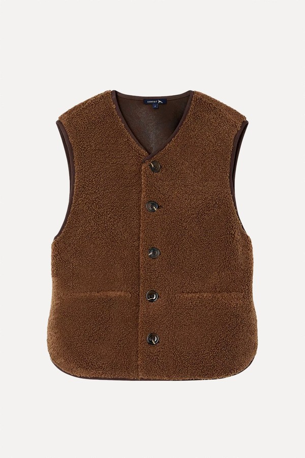 Fusil Teddy-Textured Faux-Fur Gilet from Soeur