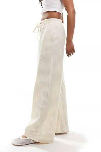 Tie Waist Wide Leg Trousers