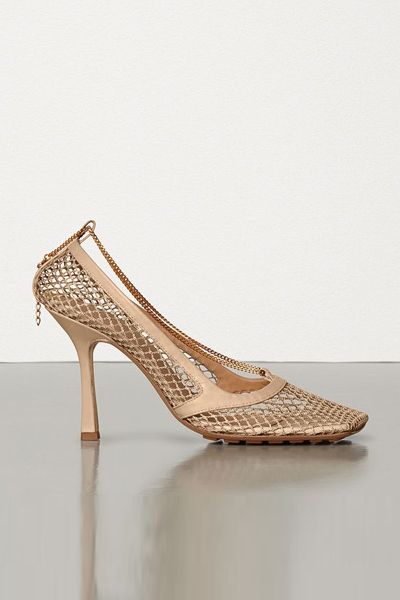 Stretch Pumps In Mesh & Berry Calfskin from Bottega Veneta