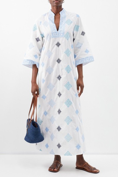 Leila Embroidered Cotton-Poplin Kaftan from Evi Grintela