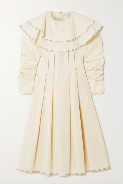 Faye Ruffled Pleated Cotton Midi Dress from Rejina Pyo