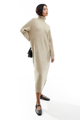 High Neck Knitted Midi Dress from Mango