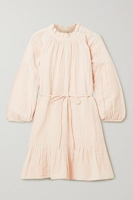 Victoria Belted Gathered Ruffled Cotton-Gauze Mini Dress from Apiece Apart