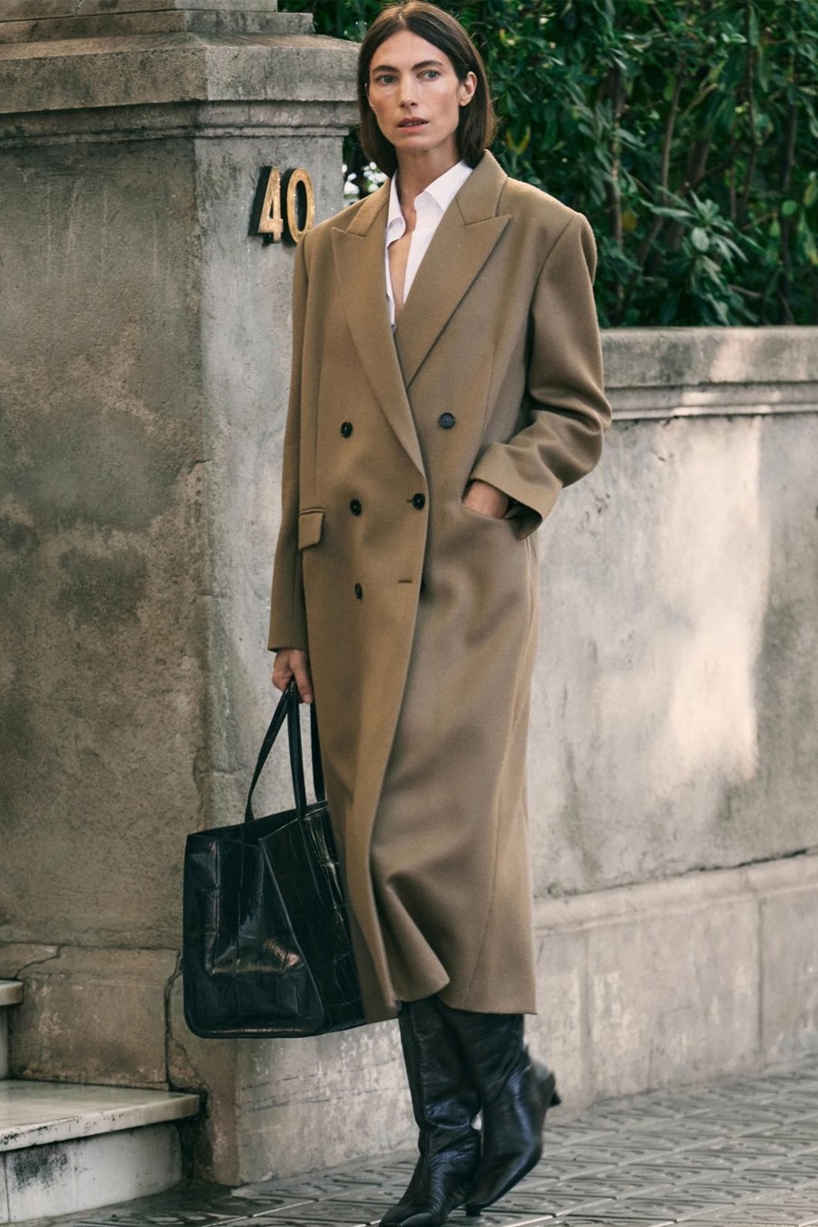 Long Wool Blend Double-Breasted Coat