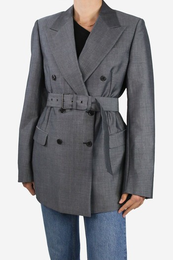 Grey Double-Breasted Mohair-Wool Blazer, £296 | Prada