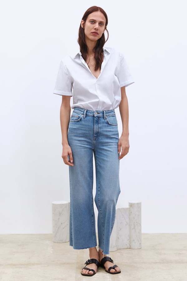 ZW Premium High Waist Culotte Sunrise Blue Jeans from Zara