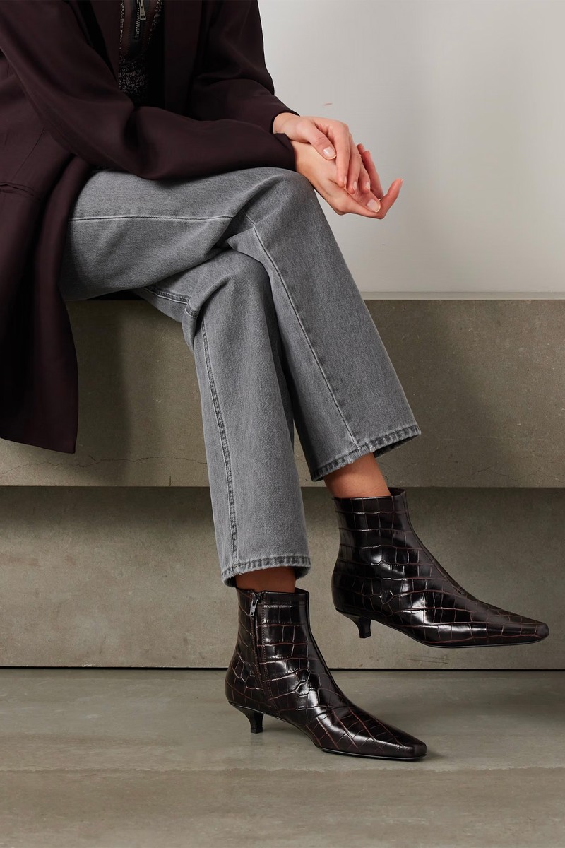 The Slim Croc-Effect Leather Ankle Boots from TOTEME