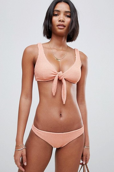 Smocking Triangle Bikini Top in Blush