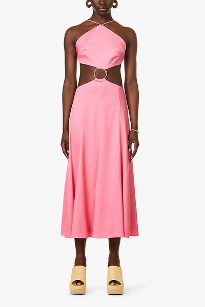 Nadeesha Panelled Halterneck Woven Midi Dress